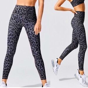 Carbon38 Leopard Print Leggings - Black and Gray